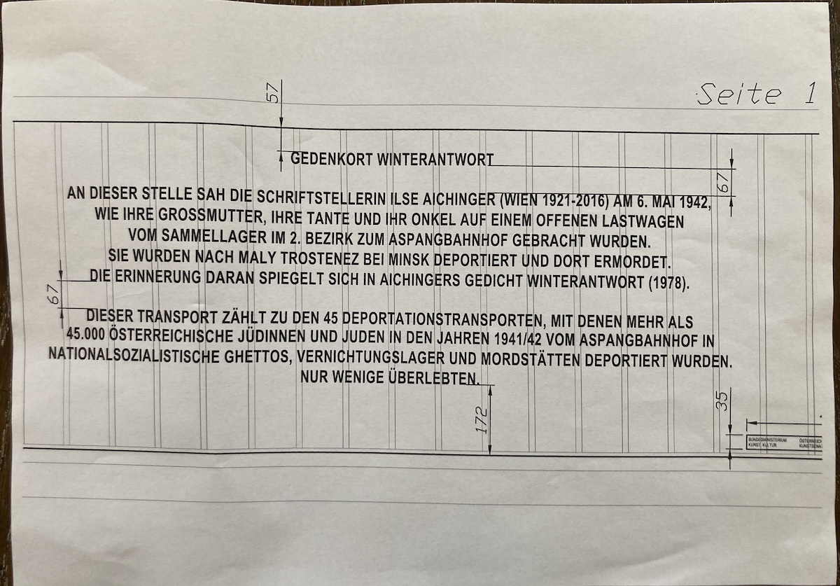 Ansicht des Bauplans des Denkmals