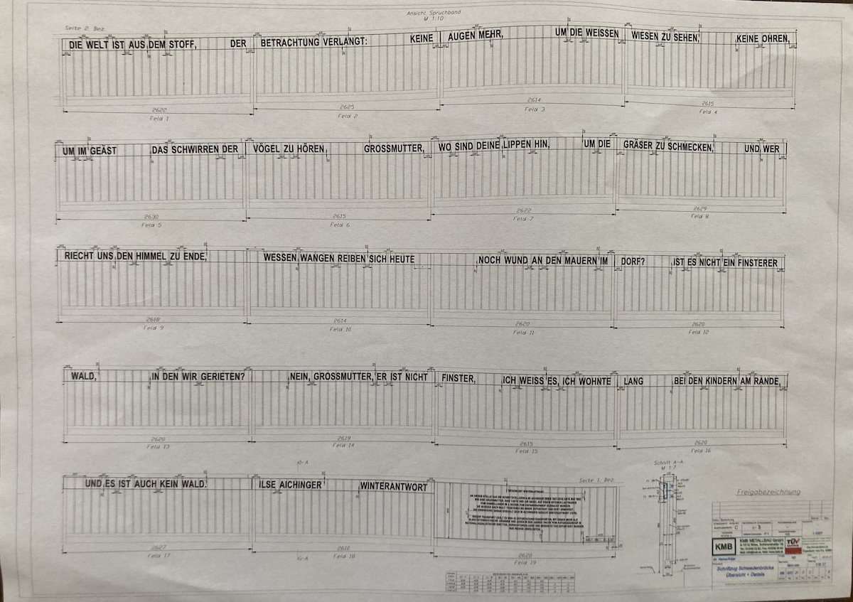 Ansicht des Bauplans des Denkmals
